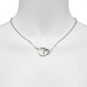 Elegant Silver Interlocking Circle Necklace new